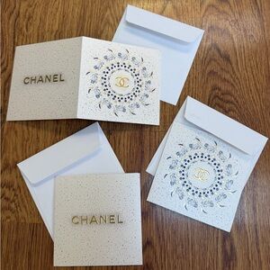 CHANEL Gold and Blue Embellished Greeting/Gift Cards
